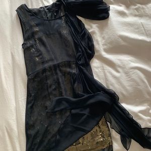 Black and gold mini dress